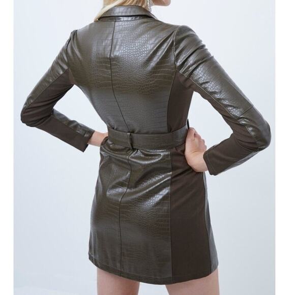 French Connection Clancy Belted Mini Dress Blackout Size 4 NWT Two Side Pockets - Picture 4 of 16